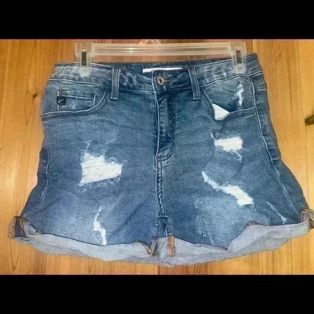 Kancan High Rise Distressed Denim Shorts Size Womens 27